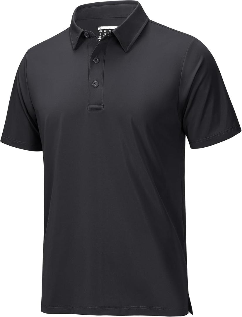 MAGCOMSEN Men's Polo Shirts Short Sleeve Dry Fit Golf Shirts Moisture Wicking Performance Athletic Casual Collared Shirt (Black, XL)