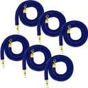 Nuogo 6 Pcs Velvet Stanchion Rope Blue Carpet Party Decoration 5ft Crowd Control Velvet Ropes Safety Barrier with Gold Hook for Event Movie Theaters Grand Opening Hotel Christmas Party Supplies(Blue)