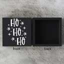 Funny Christmas Wooden Box Sign Plaque Ho Ho Ho Snowflake Black Wood Box Sign Rustic Art Home Shelf Desk Decor 5 x 5 x 1 Inches