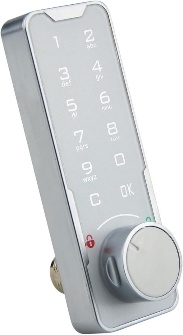 Electronic Cabinet Lock Kit, Code Security Lock with Handle and Security Key Keyless Entry Door Lock with Emergency Power Interface Digital Smart Door Lock for Access Control System (White)
