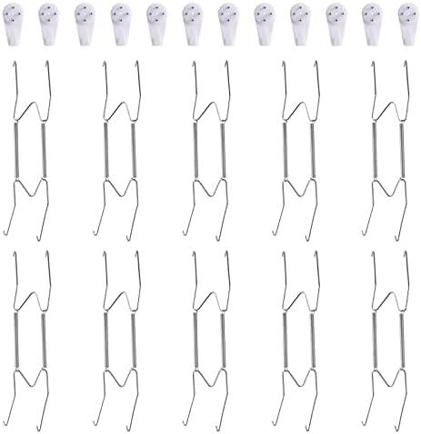 Fasunry 10 Pack Plate Hangers, 10 Inch Plate Hangers for The Wall with 12 Pack Wall Hooks, Compatible 8.5 to 10.5 Inch Decorative Plates and Arts