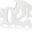 White Graduation Decorations, Class of 2025 Congrats Grad Wooden Table Centerpieces, Graduation Photo Booth Props for Any Schools or Grades