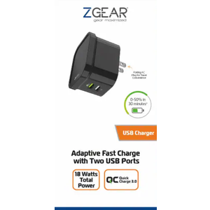ZGear® Adaptive Fast Charge Wall Charger with 2 USB Ports
