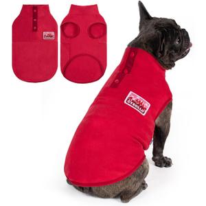 cyeollo Fleece Dog Sweater, Pullover Dog Fleece Jacket Turtleneck Sweatshirt Stretchy Doggie Vest Lightweight Warm Winter Christmas Clothes for Small Dogs Boy Girl, Red L
