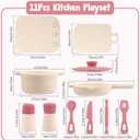 TYRY.HU 11Pcs BPA Free Kids Play Kitchen Accessories Toy, Silicone Pretend Play Food Sets,Cooking Toys Set with Pots & Pans,Pretend Cooking Toys, Montessori Learning Gifts for Toddlers 1-3,Pink