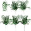 Giegxin 30 Pcs Artificial Palm Leaves Large Faux Plants Fall Harvest Decorations Plastic Palm Fronds Fake Tropical Tree Leaves for Wedding Jungle Safari Party Decorations(8 x 25 Inch,Green)