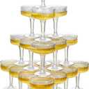 Houmury 20 Pcs 7oz Plastic Champagne Glasses Unbreakable Plastic Martini Glasses Flutes Reusable Clear Acrylic Coupe Drinkware For Wedding Birthday Party (20, Clear)