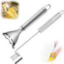 2 Pcs Stainless Steel Corn Peeler and Stripper Tool Set, Corn Stripper Cob Stripper Tool, Corn Stripper for Corn on the Cob Remover Tool Corn Thresher with Ergonomic Handle Kitchen Gadget