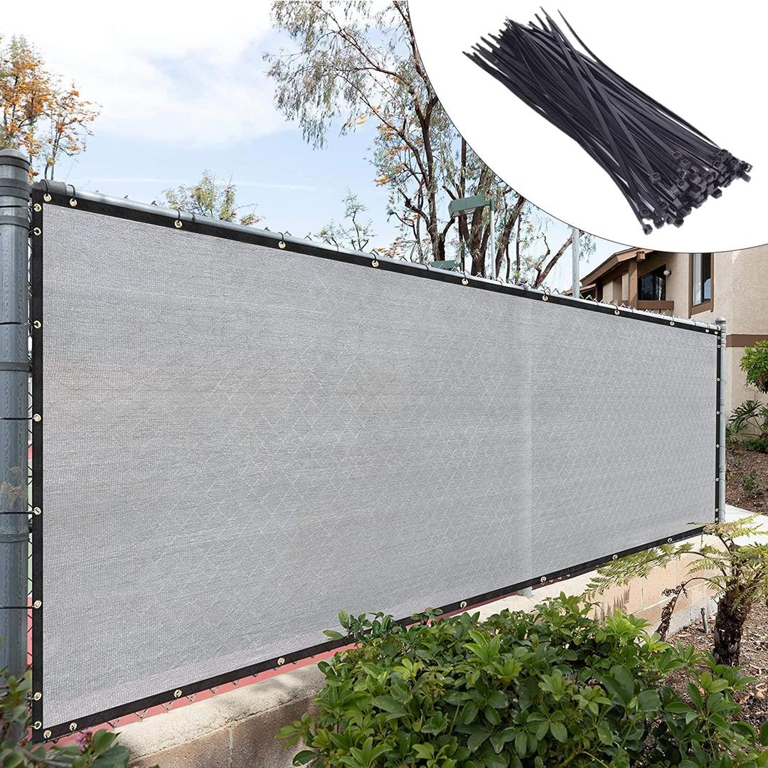 Royal Shade 8' x 50' Grey Fence Privacy Screen Cover Windscreen with Heavy Duty Brass Grommets - Cable Zip Ties Include (We Make Custom Size) (Gray)