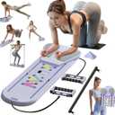 Pilates Board, Portable Pilates Reformer Set, 6 in 1 Pilates Board for Home Workout, Foldable Pilates Reformer Machine, Multifunctional Pilates Board for Women (Purple)