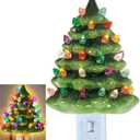 Jefuzh Christmas Tree Night Light - Plug-in Resin Vintage Decorative Wall Decor, Indoor Room Home Accessories, 360 Degree Swivel Plug (1)