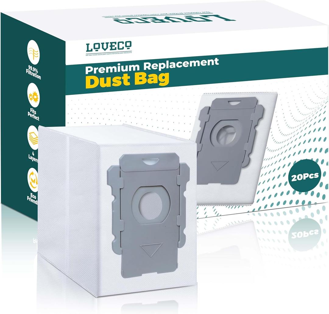 LOVECO 20 Pack iRobot Vacuum Bags Compatible for iRobot Roomba i7 i7+ j7 j7+ i5 j6 j6+ j8 j8+ j9 i3 i4 i6 i8 Plus Version, s9 s9+, I & S & J Series Roomba Bag, Dirt Disposal Bags Replacement
