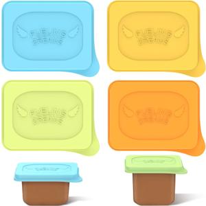 Baby Food Lids Compatible with Gerber Food Containers, BPA Free Silicone Baby Food Containers Lids for Baby Food Storage, Reusable and Dishwasher Safe - 4 Pack (Container not Included)