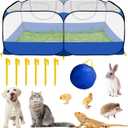 Small Animals Playpen,Reptiles Cage,Chicken Run Coop Chicken Playpen Breathable Transparent Pet Playpen Pop Open Outdoor/Indoor Exercise Fence,Portable Yard Fence (Blue)