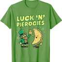 Luck N Pierogies Funny Polish Irish St Patricks Day Polska T-Shirt XS
