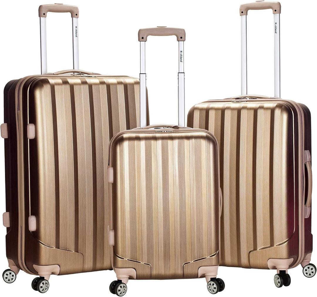Rockland Santa Fe Hardside Spinner Wheel Luggage Set, Bronze, 3-Piece Set (20/24/28)