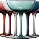 Beautiful Colored Martini, Champagne & Cocktail Luxury Coupe Glasses | Set of 6 | Crystal 6 6oz - Stemmed Goblet Drinking Cups, Color Gift Set - Her, Wife & Mom - Colorful Drinkware - Water, Wine
