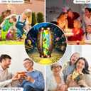 2PC Solar Lantern Outdoor Waterproof Glass & Metal Garden Decor Gifts for Women Mom Grandma Large Hanging Solar Light Tabletop Lamp for Yard, Patio, Porch (Butterfly)