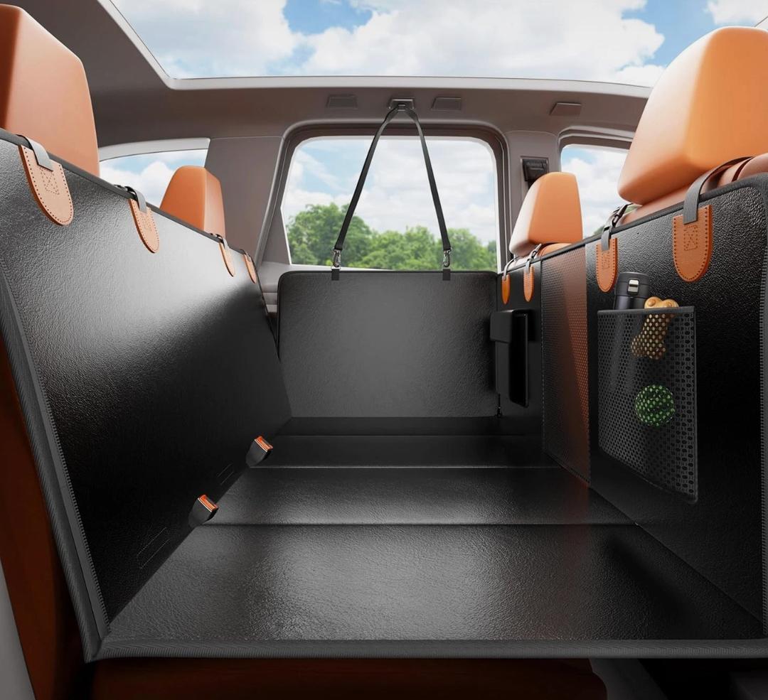 Back Seat Extender Cover Protector For Dogs, Pets, Hard Bottom PU Leather