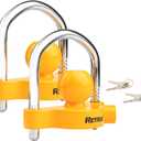 RETRUE Universal Coupler Lock Trailer Locks Ball Hitch Trailer Hitch Lock Adjustable Security Heavy-Duty Steel Fits 1-7/8 Inch, 2 Inch, 2-5/16 Inch Couplers (Pack of 2) (Yellow)