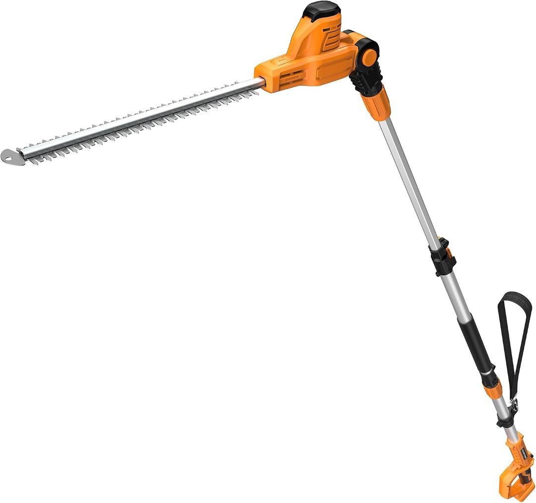 20" Pole Hedge Trimmer Cordless (No Battery) Compatible with Dewalt 20V Max Battery, Extension Pole with 15.7 FT Reach, Hedge Trimmer with 150° Adjustable Head