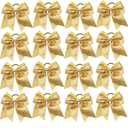 16 PCS Large Glitter Cheer Hair Bows, Shiny Cheerleading Bows Ponytail Holder for Cheerleader Girls Softball Sports and Christmas Tree Decor (Gold)
