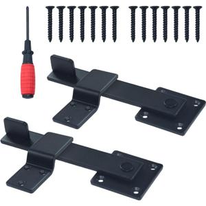 2 Pack Heavy Duty Flip Fence Gate Latch Lock Set with Screwdriver for Wooden Fence Sliding Door Farm Garden Yard Orchard Ranch Carports Barn Door Lock