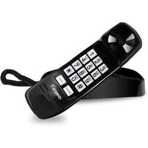 Retro Corded Landline Phone, Vintage Wall Mount & Desk Telephone - No Power Required, Emergency Use, Big Button for Seniors/Elderly with Loud Ringer & Flashing Light, Clear Sound (Black)