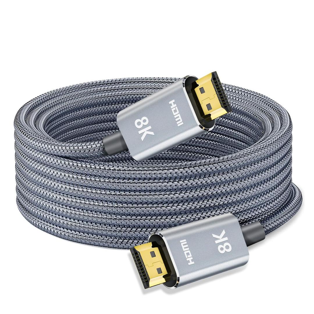 LEADSTAR HDMI Cable Fiber Optic 8K 4K 75 ft, 8K 60Hz / 4K 120Hz, 48Gbps High Speed Long HDMI 2.1 Cord Braided | Ultra HD, HDR10, 2160p, eARC, 3D, HDCP 2.2 | for Xbox, PS5, TV, Laptop, Monitor