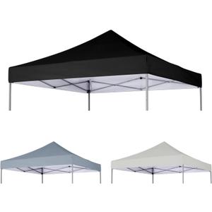 10x10 Canopy Replacement Top Cover, Waterproof Pop Up Canopy Tent Top with Ropes, Instant Canopy Top Sunshade Sliver Coated Oxford Cloth for Outdoor Garden Patio Camping (Black,Top Only)