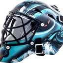 Franklin Sports Seattle Kraken NHL Team Logo Mini Hockey Goalie Mask with Case - Collectible Goalie Mask with Official NHL Logos and Colors,Black, 
4.5" x 5" x 4"