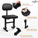 Piano Bench with backrest, Adjustable Music Keyboard Bench Stool Seat with Black Padded Cushion for Keyboard Piano, Professional Heavy Duty Piano Stool Chair with PU Leather for Musicians