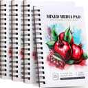 4 Pack Mixed Media Sketchbook, 5.5x8.5 inches Drawing Paper Sketch Book, 98lb/ 160gsm Heavyweight Spiral Bound Sketch Pads, Suitable for Wet and Dry Media, Drawing, Painting, Sketching(200 Sheets)