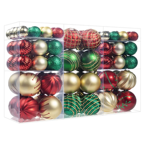 100Pcs Christmas Ball Ornaments Set, Assorted Shatterproof Christmas Ornament, Christmas Tree Theme Hanging Decoration for Xmas Tree/Holiday/Party/Home Decor (Gold & Red & Green)