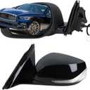 Left Driver Side Mirror Compatible With 2014 2015 2016 2017 2018 2019 2020 2021 Infiniti Q50 With Manual Folding Power Glass Turn Signal Black Replace#963024HB0A(7Pins)