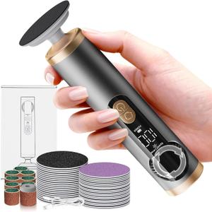 Electric Callus Remover for Feet, Rechargeable Pedicure Tools for Feet with 40PCS Sandpaper Discs, Adjustable Speed Heel Scraper for Cracked Heels, Foot Care Scrubber File for Dry Dead Skin (Silver Gray)