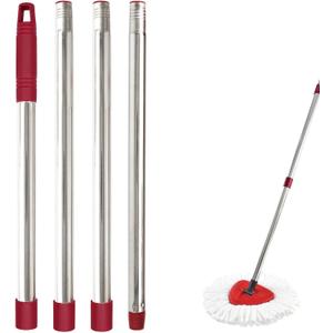 Mop Handle for Ocedar, Mop Handle for O Cedar, Spin Mop Replacement Handle for O Cedar, 4 Section 30" to 58" Mops Handles for Cedar Spin Mops & H2pro Flat Mop (Red Stainless Steel)