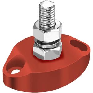 LENKRAD M6 Single Stud Red Bus Bar Stainless 150A Power Distribution Block 12V Battery Junction Post, Marine Ground Post with Insulated Base, RV Automotive Positive Bus Bar 12v Single