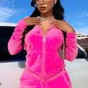yidengymx Womens 2 Piece Velour Tracksuit Two Piece Soft Velvet Hooded Outfits for Women (Pink, M)