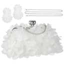 Sunnymove Women Evening Bag Floral Clutch Purse Flower Dangle Earrings Set with 2 Detachable Chain for Wedding, Party, Prom(White)