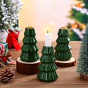 Mumufy 3 Pcs Ceramic Christmas Tree Candle Holder Decor Green Christmas Tree Tabletop Decoration Vintage Decorative Porcelain Taper Candlestick for Winter Holiday Farmhouse Fireplace Centerpiece Decor
