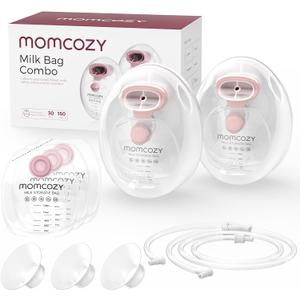 Momcozy Wearable Milk Collection Cups with Storage Bags (5 oz), Direct-to-Bag Breast Milk Bag Combo, Breast Pump Parts for Momcozy V1 Pro/V2 Pro/V1/V2 Pump & Most Electric Breast Pumps, 2 Pack