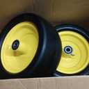 HQPASFY 13x6.50-6 Flat-Free Lawn Mower Tire & Wheel Set of 2, Zero-Turn Mower Front Tires, Pre-installed 3/4" Bearings, Includes 1/2" & 5/8" Bearings, Solid Smooth Puncture-Proof, Yellow