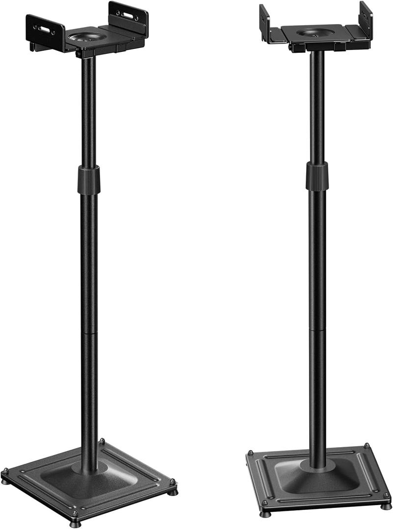 PERLESMITH Universal Speaker Stands for Surround Sound -Height Adjustable Extend 33.3to 45.1, Floor Speaker Stand for Satellite & Studio & Bookshelf Speakers up to 11LBS,1 Pair Black, PSSS2