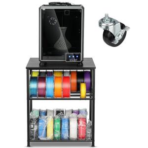 3D Printer Stand with Filaments Storage - 3D Printer Table Filament Storage Rack Heavy Duty 3D Cart Desk with Wheels for Workshop Studio Office (Black)