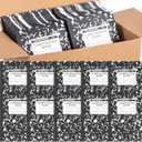 Fainne 200 Pack A5 Composition Notebooks Bulk College Ruled Composition Books Wide Ruled Write Notebooks Marble Covers Write Book for School Classroom Office Supplies(Black)