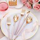 I00000 60 Pack Pink Plastic Silverware,Gold Disposable Flatware with Pink Handle, Gold Plastic Cutlery Set Includes: 20 Forks, 20 Knives and 20 Spoons, Tableware Set for Party and Wedding