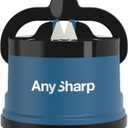 AnySharp  GLOBAL  Hands Free Knife Sharpener - Easy to Use Sharpening Tool with PowerGrip Suction Base and 20-Degree Pre-set Angle - For All Knives: Chefs, Serrated, and Hardened Steel - Blue (One Size)