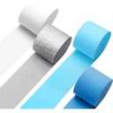 Blue Crepe Paper Streamers 4 Rolls 328ft, Silver White Crepe Paper for Birthday Party Decorations, Wedding Anniversary Engagement Baby Shower Decors DIY Supply for Flower Making (1.8 in x 82 Ft/Roll) , 2 Pack