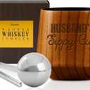 Onebttl Husband Gifts Engagement Gift for him, Charred Wooden Bourbon Drinking Glass, Whiskey Bourbon Gifts for Men - Wooden Old Fashioned Glass for Men, Dad, or Brother